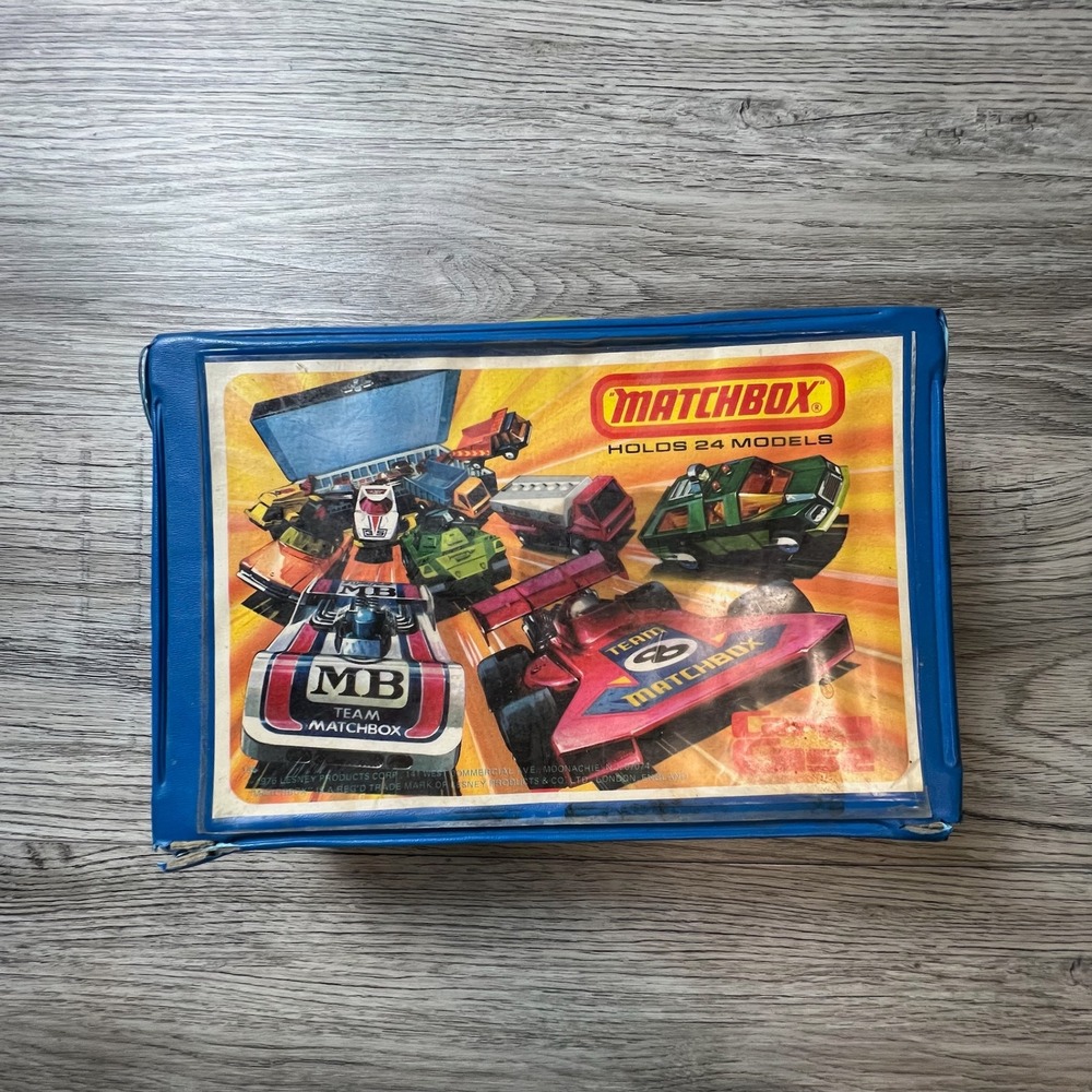 Matchbox Carry Case Kids OS Blue 1976 Vintage 24 Model Vinyl Storage Box Lesney